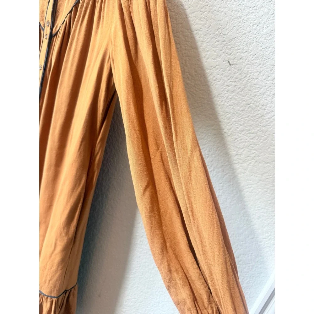 Free People Luck Of The Draw Western Mini Dress Womens S Boho Button No Belt